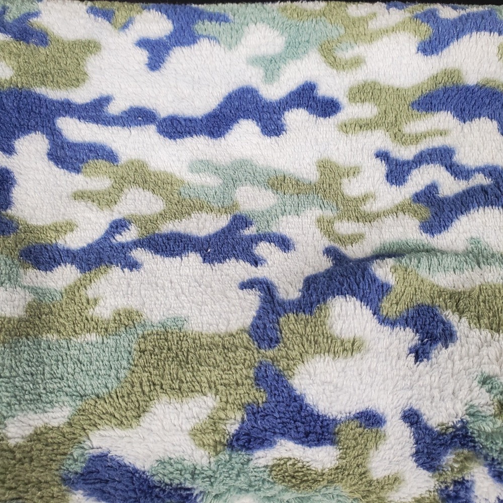 Cutie Pie Fleece Camouflage Baby Blanket Blue Green Tan‎ Camo 30x36